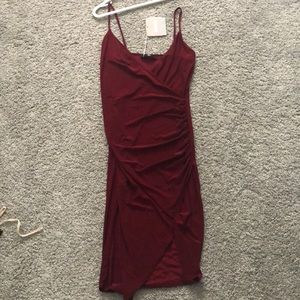 Misguided burgundy slip dress
